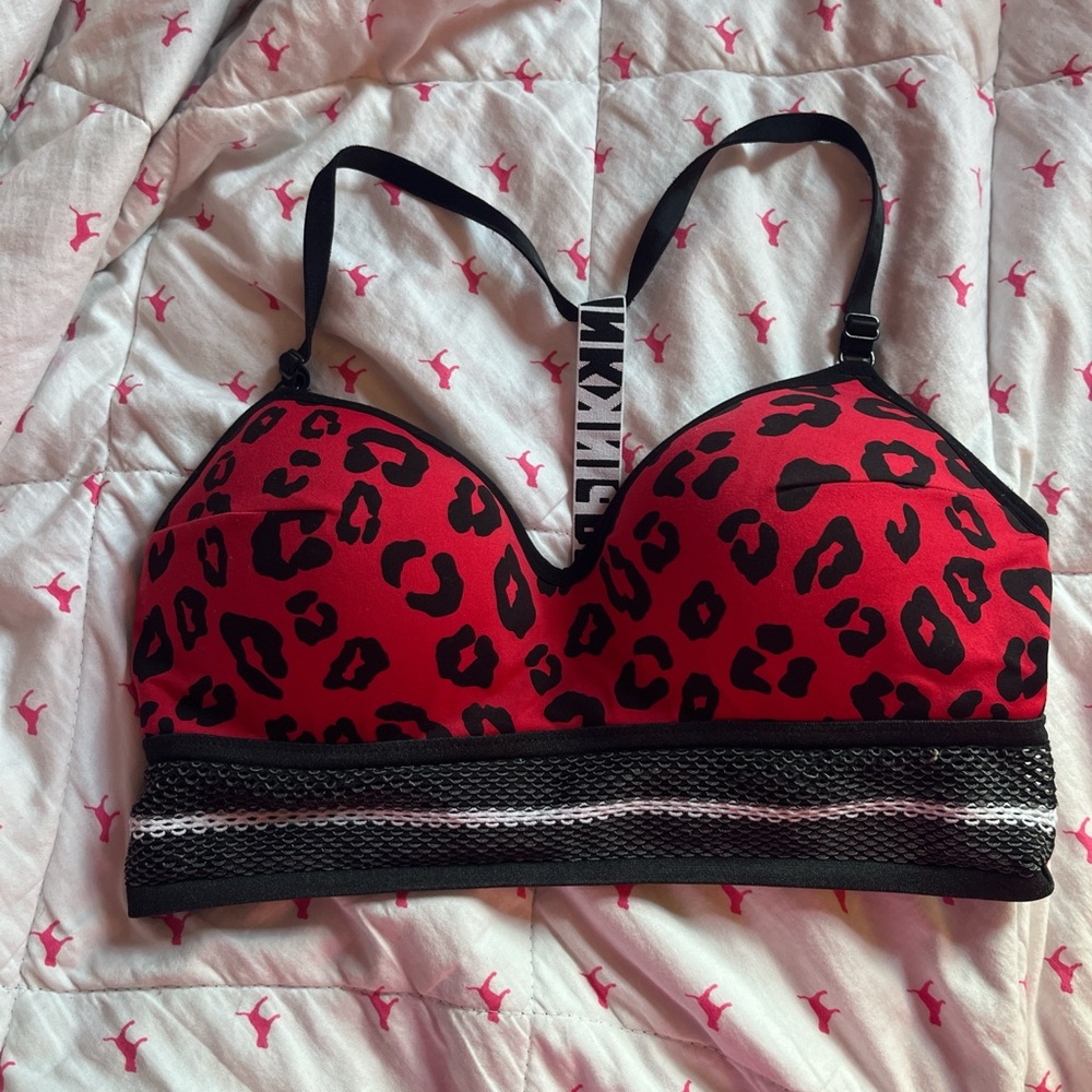 PINK VS Leopard print sports bra